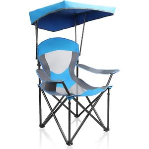 ALPHA CAMP Heavy Duty Canopy Lounge Chair Sunshade Hiking Travel Chair with Cup Holder (Royal Blue)