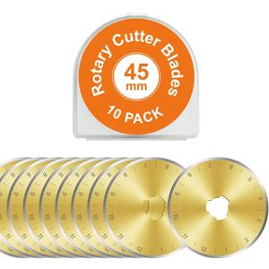 Titanium Coated 10 Packs 45mm Rotary Cutter Blades 45mm Quilting supplies Rotary Cutter Blades for fabric by SSPONT, compatible with OLFA, Fiskars, Mr.Pen, DAFA, Truecut etc. Sharp and Durable