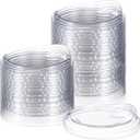 50 Pcs Clear Strawless Plastic Lids Fits for 12, 16, 20 and 24 oz Cups Disposable PET Sipper Cup Lids for Iced Coffee Milkshake Party Supplies (Transparent,90mm)
