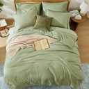 WRENSONGE Queen Comforter Set - 7 Pieces Sage Green Soft Bed in a Bag Queen with Fitted Sheet, Flat Sheet, 2 Pillow Shams, and 2 Pillowcases- Warm Bedding Sets Queen for All Season