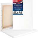 U.S. Art Supply 20 x 30 inch Stretched Canvas 12-Ounce Triple Primed, 3-Pack - Professional Artist Quality White Blank 3/4" Profile, 100% Cotton, Heavy-Weight Gesso - Acrylic Pouring, Oil Painting
