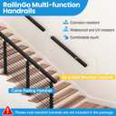 4' Rectangular Cable Railing Handrail, Black Stainless Steel Handrail with Nylon End Caps for Stair Cable Railing System, RG01-H
