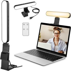 yAyusi Video Conference Light, LED Streaming Lighting for Laptop Computer Monitor, Desk Selfie Ring Light with Remote and Touch Control, PC Podcast Camera Webcam Light for Video Calls/Zoom Meetings