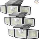 2500LM Solar Lights Outdoor with Motion Sensor,3 Head 270° Wide Angle Street Area Lights,IP65 Waterproof Security Lighting with 3 Modes(Remote,3 Pcs)