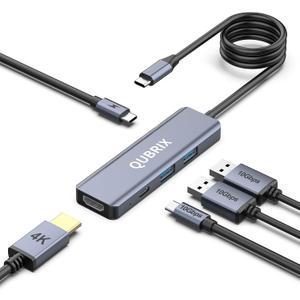 USB C 5 in 1 HUB,10Gbps USB-C/A 3.2 Ports, 4K HDMI 30Hz,100W PD Fast Charging, Compatible for MacBook Pro/Air, Dell XPS, iPad Pro Aluminum Splitter, Surface Pro, Thunderbolt Laptops