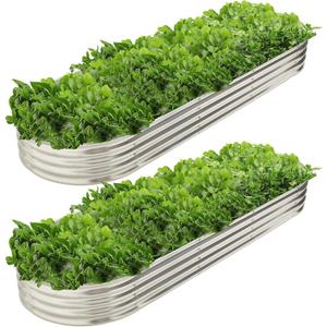 9' x 3' Metal Oval Raised Garden Bed Planter (2 PK)
