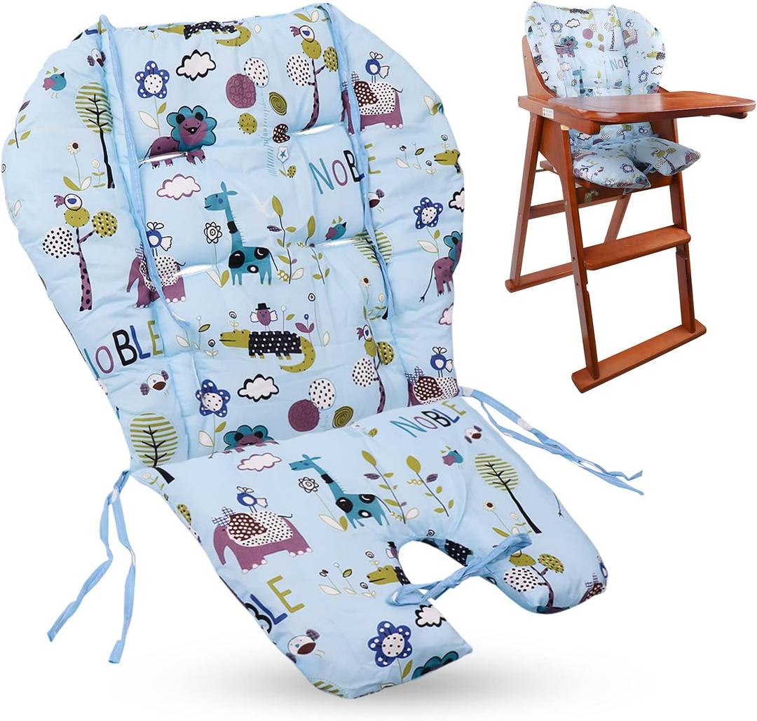 Lomgwumy High Chair Pad,high Chair Cover/seat Cushion, Light and Breathable, Soft and Comfortable, Cute Pattern, Suitable for Most High Chairs, Baby Dining Chairs (Animal Pattern on Blue Background)