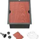 VC CUCINE 15x20 Inch Gunmetal Black Drop-in Bar Sink, Single Bowl, 16 Gauge Stainless Steel, Topmount, Modern, Workstation Sink with Accessories