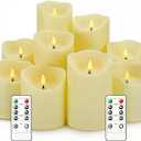 Nimiko Flameless Candles with Remote, Battery Operated Flickering Flameless Candles, LED Candles with Timer 2/4/6/8H, with Realistic LED Candles Set of 9 (D3 x H 3" 4" 5" 6" 7") (Ivory)