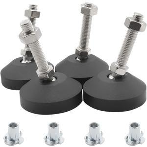Luomorgo 4 Pcs M8 Leveling Feet with T-Nut, Anti Skid Threaded Rubber Feet, Adjustable Swivel Levelers for Furniture Feet, Heavy Duty Appliance Feet for Mechanical Equipment (D50 x M8 x H50)