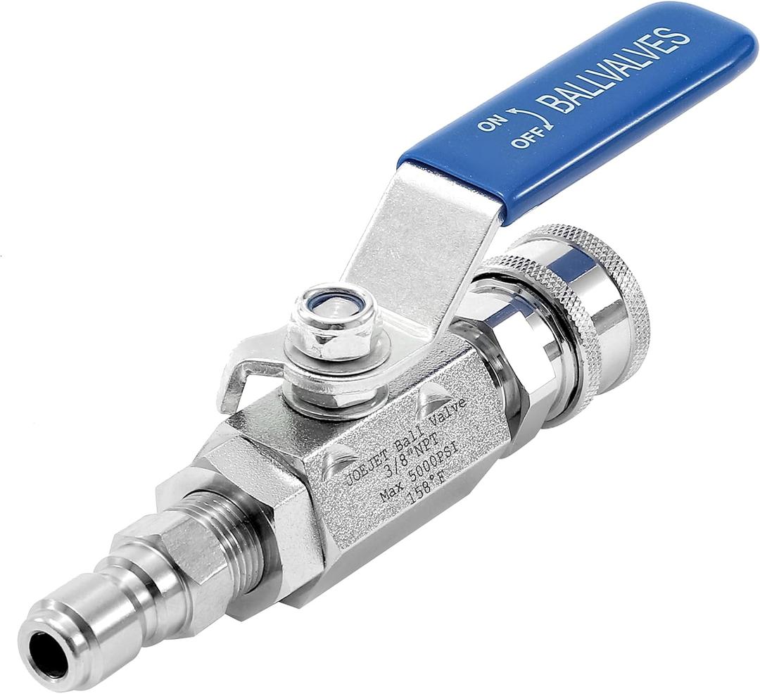 JOEJET High Pressure Washer Ball Valve Kit, 3/8" Quick Connect Ball Valve for Power Washer Hose, 5000 PSI