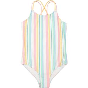 Hurley Girls One Piece Swimsuit (7, Pale Ivory/Multi Stripe)