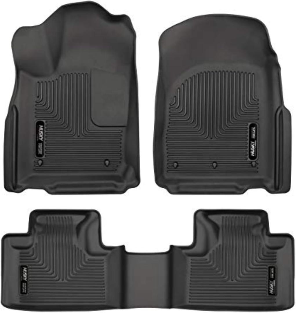 Husky Liners Weatherbeater Floor Mats | Fits 2016 - 2024 Dodge Durango; 2016 - 2021 Jeep Grand Cherokee; 2022 Jeep Grand Cherokee WK | Front & 2nd Row, 3-pc Black - 99151