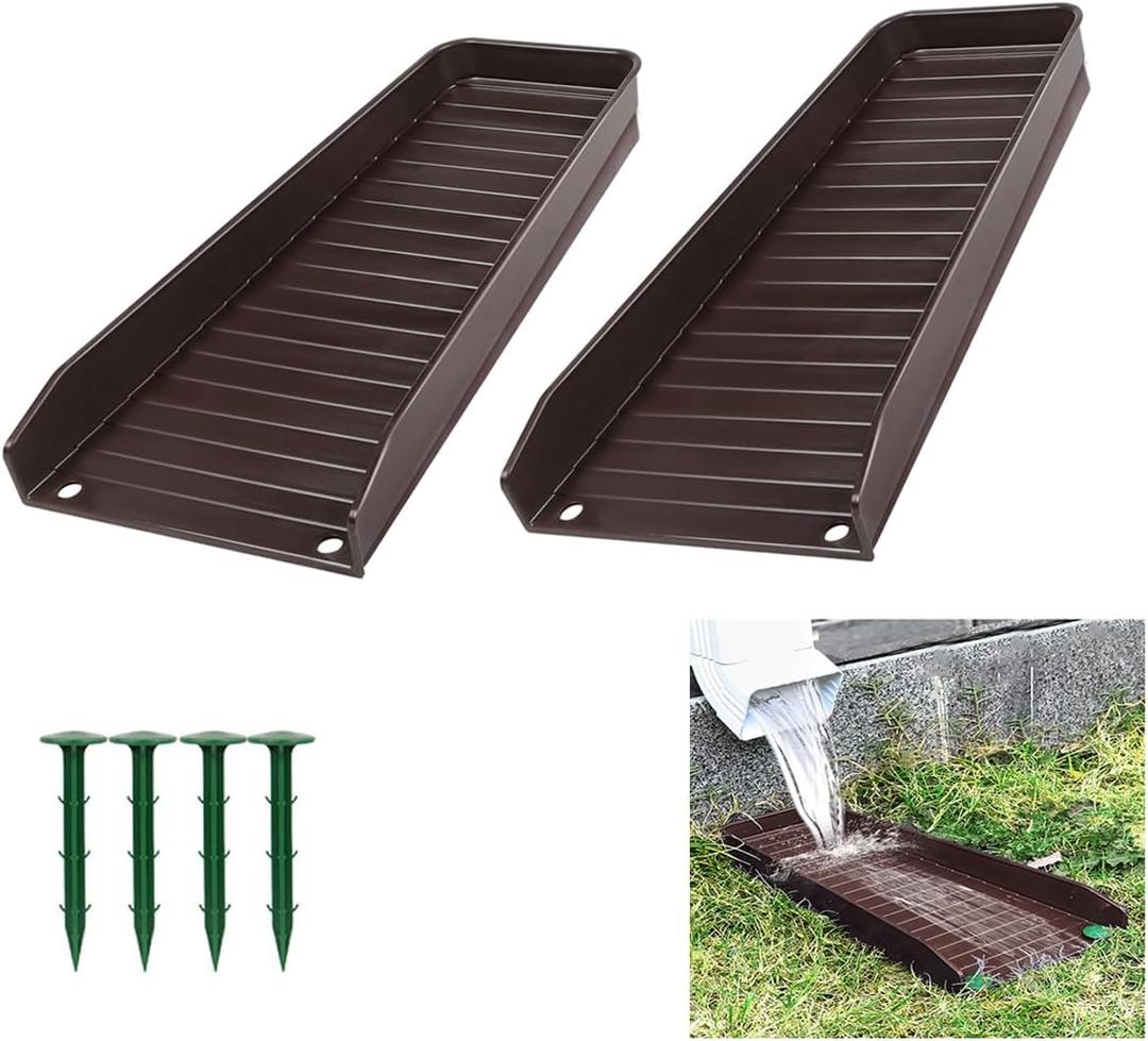Rain Gutter Downspout Extension, Downspout Splash Block Gutter Splash Guards Downspout Extender Gutter Extensions for Downspout Plastic 16" (Brown A - 2PCS)