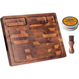 Walnut Wood Cutting Boards for Kitchen, Large Chopping Board Double Sided, End Grain Cutting Board with Handle, Charcuterie Butcher Block for Meal Prep & Serving with Gift Box, 17"13"1"