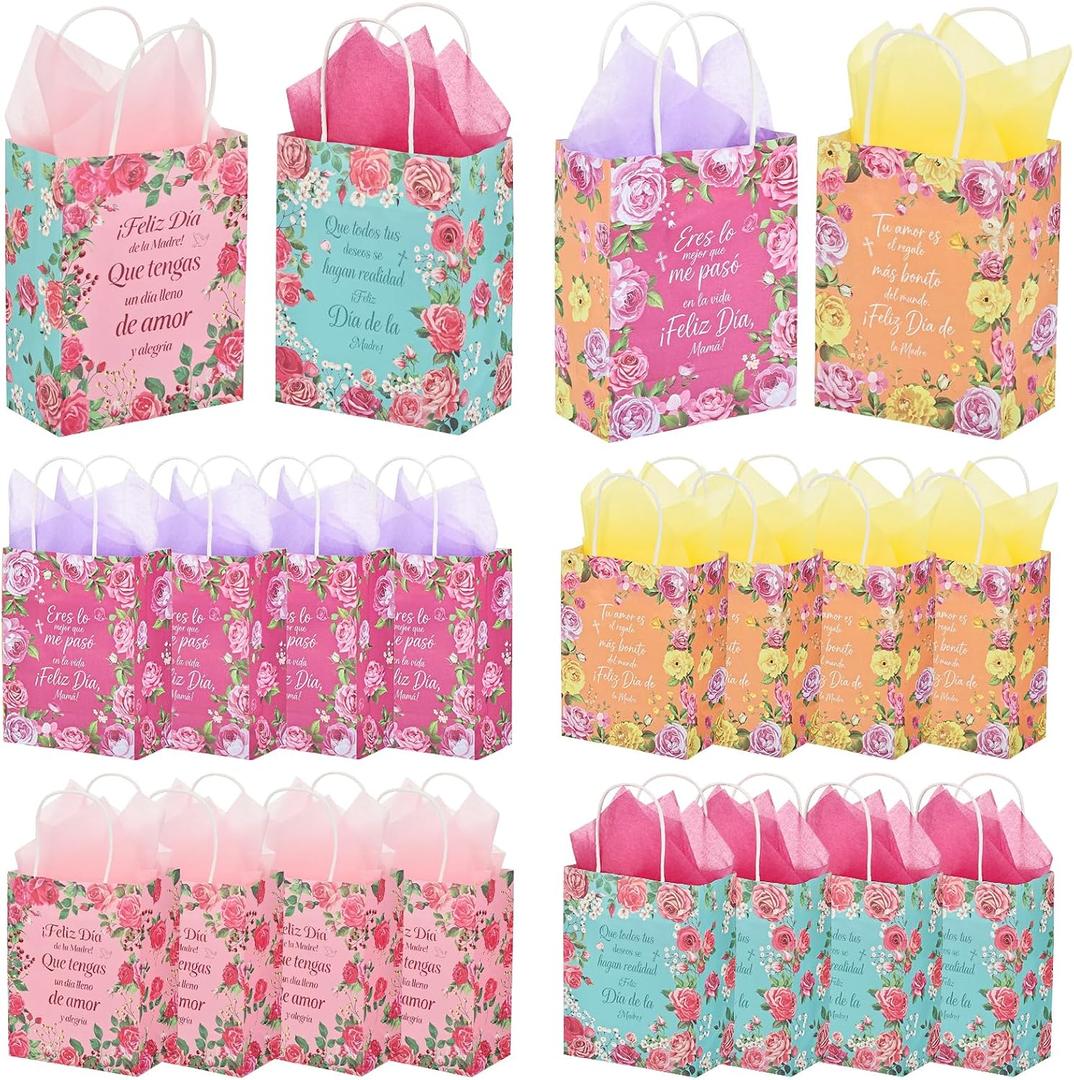 24 Pcs Paper Gift Bags with Handle Party Favor Treat Bags for Birthday Party Supplies