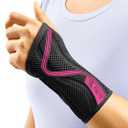 FREETOO Wrist Brace for Carpal Tunnel,[New Upgrade-Anatomically shaped] Adjustable Wrist Support Splint for Men and Women,Hand Brace for Pain Relief, Tendinitis,Arthritis,Left Hand,Medium,Black-Rose Red,S/M