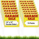 Geetery 15 Packs Garage Sale Signs with Stakes 22" x 14" Bulk Corrugated Plastic Double Sided Yard Sale Sign with Directional Arrows