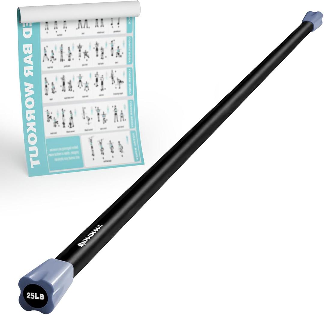 LIONSCOOL Workout Weighted Bar,Padded Exercise Weight Bar, Solid Steel Stretching weighted bar set for Body Sculpting, Physical Therapy,Body Toning