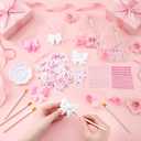 Gersoniel 24 Set Pink Bow Arts and Crafts Valentine's Day Party Favors Paint Your Own Ceramic Figurines Galentines Crafts Pink Bow Painting Kits Coquette Gifts for Women DIY Plaster Friends Bestie