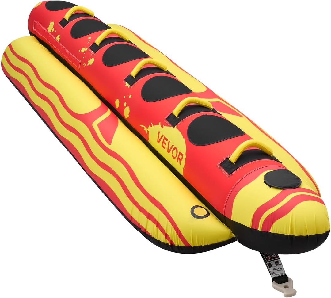 VEVOR Towable Tubes for Boating, 1-3 & 5 Riders Inflatable Boat Tubes, 510-850 lbs Capacity Water Sport Tubes with Full Nylon Cover, Padded Handles & Safety Valve (2 Sizes)