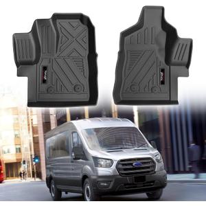 Custom for 2020-2025 2026 Ford Transit (All Models w/Vinyl Floors) Front Floor Mats All Weather TPE Protection for Transit 150/250/350 Accessories (for 2020-2026 Ford Transit Front Floor Mats 2 Pcs)