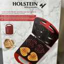 Holstein Housewares 4-Section Heart Shaped Waffle Maker, Non-Stick Waffle Iron, Mini Waffle Maker for Kids, Non-Toxic Coating, Easy to Clean, Makes 4 Heart-Shaped Waffles in Minutes, Red