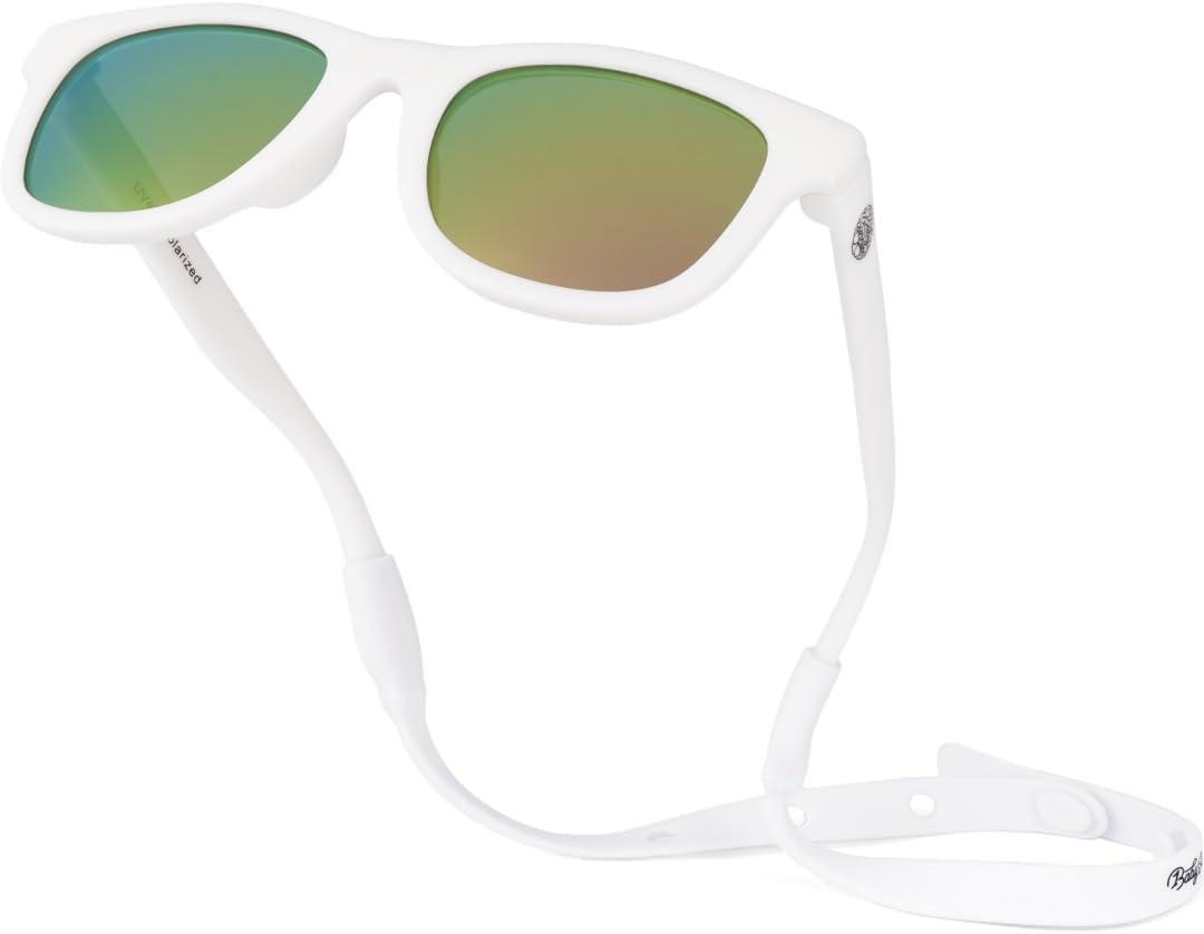 Polarized Baby Sunglasses With Strap - Unbreakable Flexible Infant Sunglasses For Toddlers Newborns 0-24 Months (White)