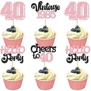 Gyufise 24Pcs Happy 30th Birthday Cupcake Toppers Star 30 Hello Thirty Vintage 1995 Cupcake Picks Cheers to 30 Years Decorations for 30th Birthday Anniversary Party Decorations Supplies Blue