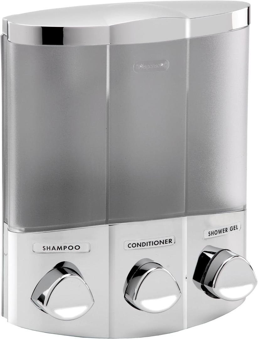 Better Living Products 76344-1 Euro Series TRIO 3-Chamber Soap and Shower Dispenser, Chrome