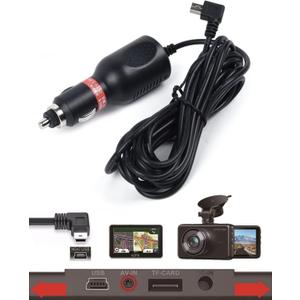 Dash Cam Charger Cable GPS Navigator Power Cord for Dash Cam GPS MP3 Player GPS Navigator Charging for 12V Car and 24V Truck Car Power Adapter Cable... (Black)
