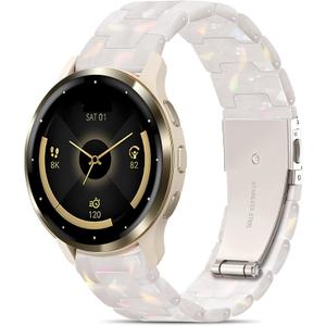 Compatible with Garmin Venu 3s Watch Band Resin, 18mm Strap Compatible for Garmin Venu 4s 41mm/Venu 2s/Forerunner 265s/255s/Vivoactive 4s Wristband Bracelet Replacement with Stainless Steel Buckle (Aurora White)
