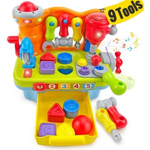 Toys for 1 Year Old Boy Birthday Gift, 9 in 1 Multifunction Music Workbench Learning Toy for Toddlers 1-3, Baby Toys 12-18 Months with Early Educational Sound Shape, Easter Basket Stuffers