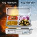 Countertop Ice Serving Display Container, Stainless Steel Food Serving Tray Buffet Condiment Dispenser, Spice Food Display Salad Dressing Cooler with Clear Roll Top Cover