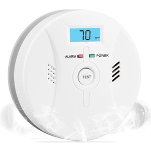 Smoke and Carbon Monoxide Detectors, Combination Smoke Alarm and Carbon Monoxide Detector Battery Powered, CO Detector Alarm with Sensitive Sensor, Sound Warning and LCD Display, CDR-803