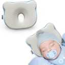 CIRIRE Memory Foam Baby Pillow, Soft Cozy Toddler Pillow Machine-Washable, Head and Neck Support Breathable Anti-Slip Design for Infants for Small Boys and Girls Prevent Flat Head Tummy (Beige)