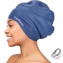 EverSport Extra Large Swim Cap for Braids, Dreadlocks & Thick Curly Hair, Silicone, Anti-Slip, Waterproof, Navy Blue, Unisex Adult