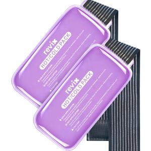 REVIX Large Ice Packs for Injuries, 2 Packs Hot & Cold Gel Ice Packs with PVC Cooling Design & Adjustable Strap, Flexible Therapy on Joints, Muscles, Shoulder, Back and Knee (12" x 6" Purple)