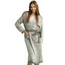 MH MYLUNE HOME Ultra Soft Robe With Pockets, Spa Bathrobe Loungewear Calf-Length, Plush Fuzzy Fluffy Wrap Robe for Women, Women's Robes, Ombre Gray