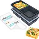 XOMOO Silicone Freezer Tray With Lid-Soup Freezer Container molds-2-cup Extra Large Ice Cube Tray-makes 4 perfect 500ml portions cubes, For freezing soup,stews,sauces.Oven&Dishwasher-Safe(2-Pack) (Gray)