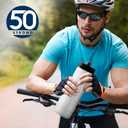 50 Strong Sports Water Bottles Reusable 22 oz BPA-Free Plastic Bottles with Pull Top Cap Made in USA Top Rack Dishwasher Safe Fits Most Bike Cages Brand, Blue, Pack of 2