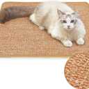 FUKUMARU Cat Scratcher Mat, 23.6 X 15.7 Inch Natural Sisal Cat Scratch Mats, Horizontal Cat Floor Scratching Pad Rug with Sticky Tapes, Protect Couch and Carpets