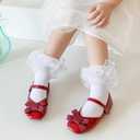Baby Girls Socks Toddler Ruffle Socks Infant Princess Dress Socks For Newborn baby (White)