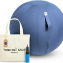 Balance Ball Chair for Office & Home - Ergonomic Exercise Ball for Posture & Back Pain Relief, Yoga Ball Chair - Sitting Ball with Washable Linen Cover