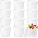 12 Pcs 1 Gallon Ice Cream Buckets with Lids 135 oz Round Plastic Food Storage Containers Cocktail Rum Bucket for Drinks Freezer Safe Ice Cream Tubs for Deli Soup Meal Flour(Light Color)
