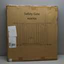 Baby Gates with Cat Door - Auto Close 29.5"-48.4" Safety Metal Dog Pet Gate for Doorway, Stairs, House, Walk Through Child Gate with Pet Door, includes 4 Wall Cups and 2 Extension Pieces