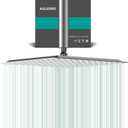 Square Rain Shower Head, High Flow Stainless Steel,Work with any decorative styleAll Metal Rainfall Shower Head (Brushed Nickel, 12)