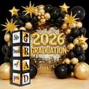 Graduation Decorations 2026 Set of 4 Boxes with 20pcs Balloons and Letters 2026 GRAD So Proud of You - Class of 2026 Party Supplies for High School & College Celebrations