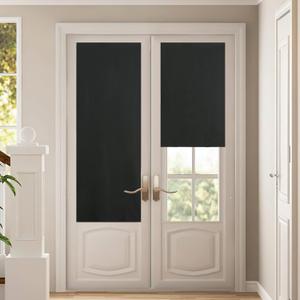 NICETOWN 100% Blackout Door Curtains for Door Window, No Drill Cordless Blinds for Windows, Thermal Insulated UV Protection Privacy Window Shades for Bedroom Living Room, 26"W x 64"L, 1 Panel, Black