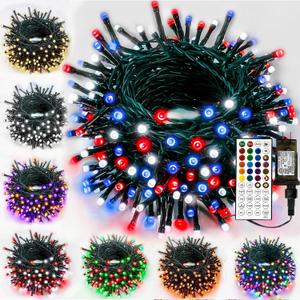 Smart Color Changing Christmas Lights,4th of July Decoration Lights with Remote & Timer, 66FT 200 LED Patriotic String Lights Waterproof, RGB Twinkle Light for 250th Anniversary Independence Day Decor (1 Pack)